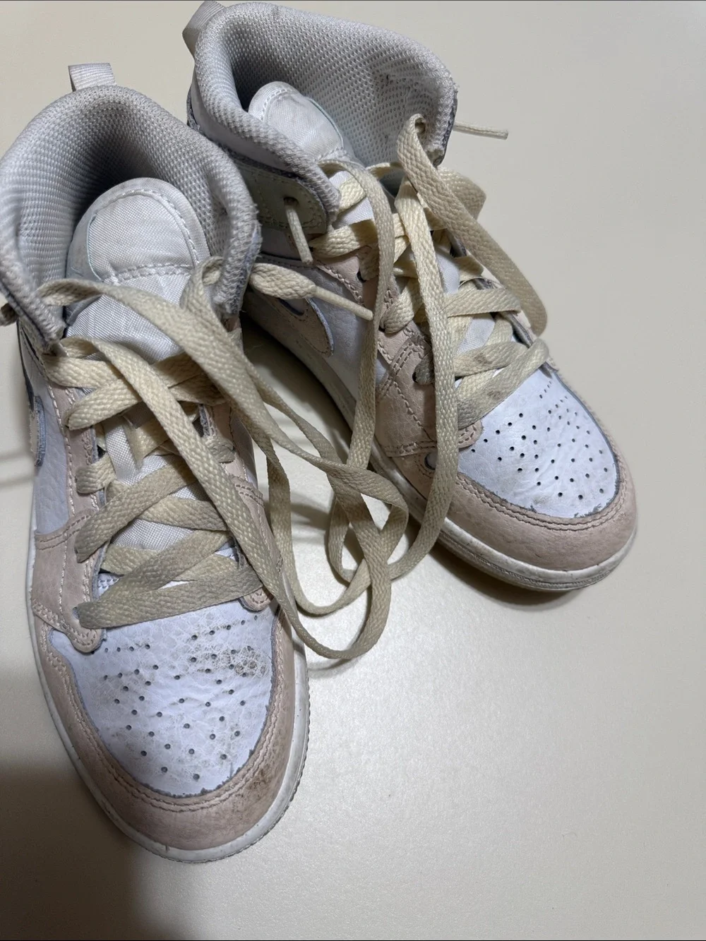 Jordan Kids Mid-Top Sneakers in White and Beige
